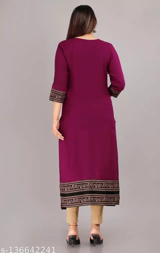 Rayon Embroidered Kurti for Women